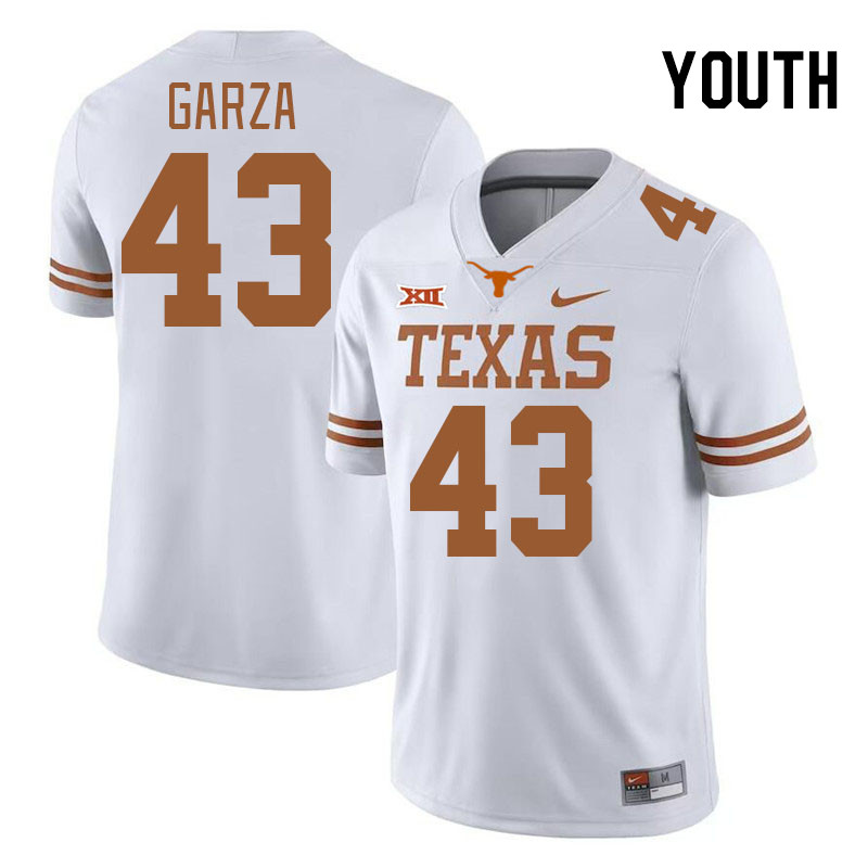 Youth #43 Eric Garza Texas Longhorns College Football Jerseys Stitched-White